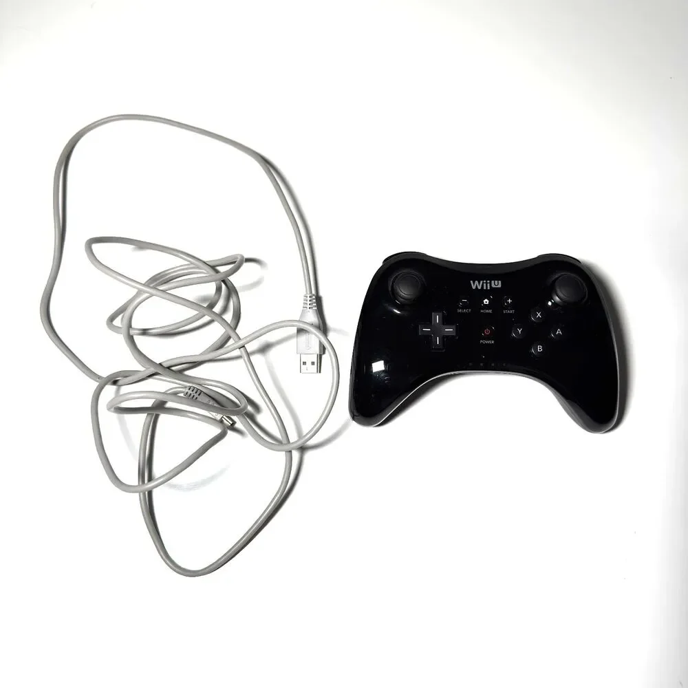 Nintendo Wii U Pro Black Wireless Controller And Charger Official OEM WUP-005